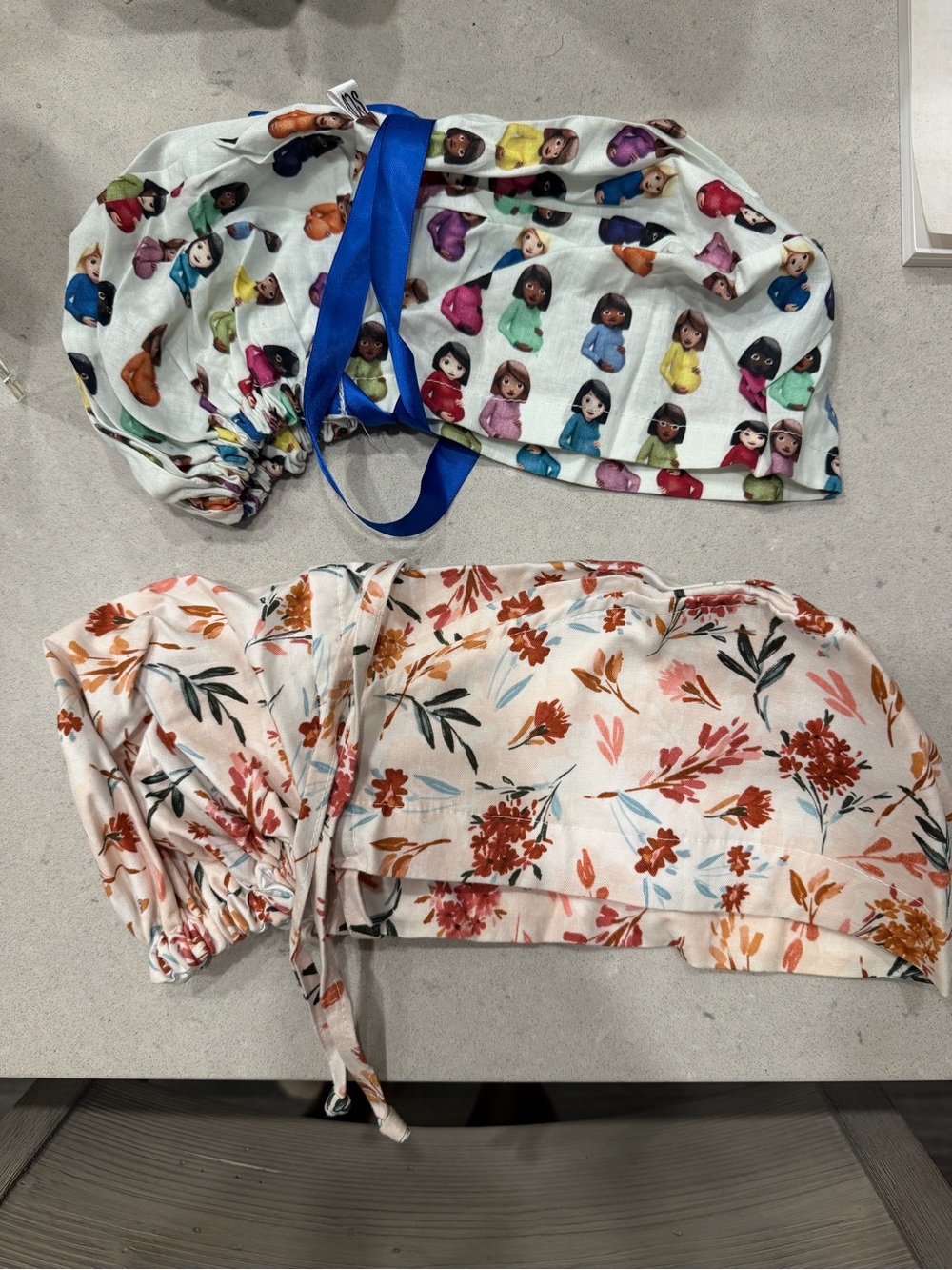 Set of Two Printed Cotton Scrub Caps